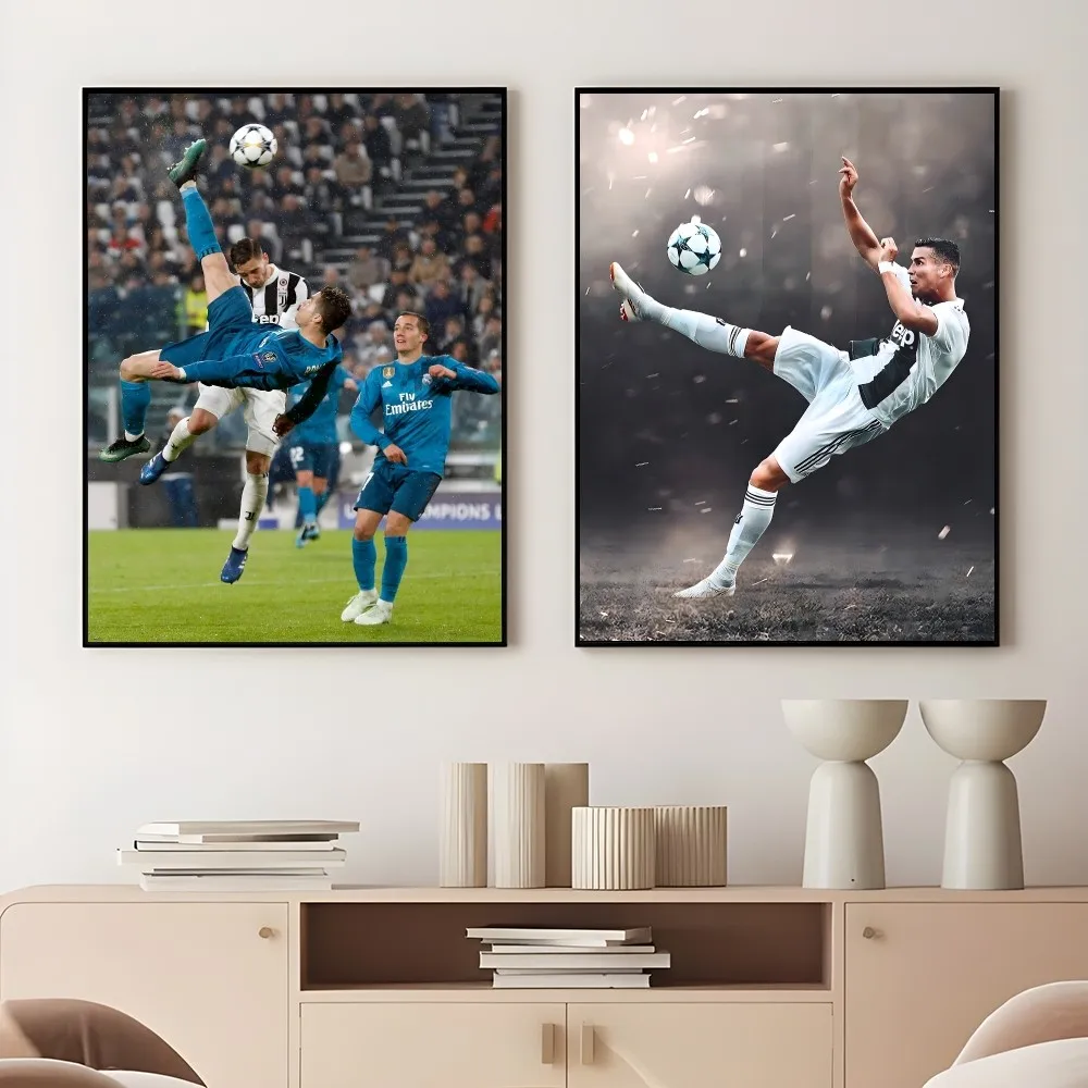 1pc Football-Cristiano-R-Ronaldos-7 Poster Sticky Wall Art Printing Waterproof Home Living Bed Room Bar Aesthetic Decor