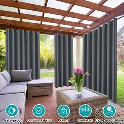 Outdoor Curtains Waterproof Garden UVexterior Curtain Sunlight Blackout Curtain for Patio Porch Pergola Covered Terrace Gazebo