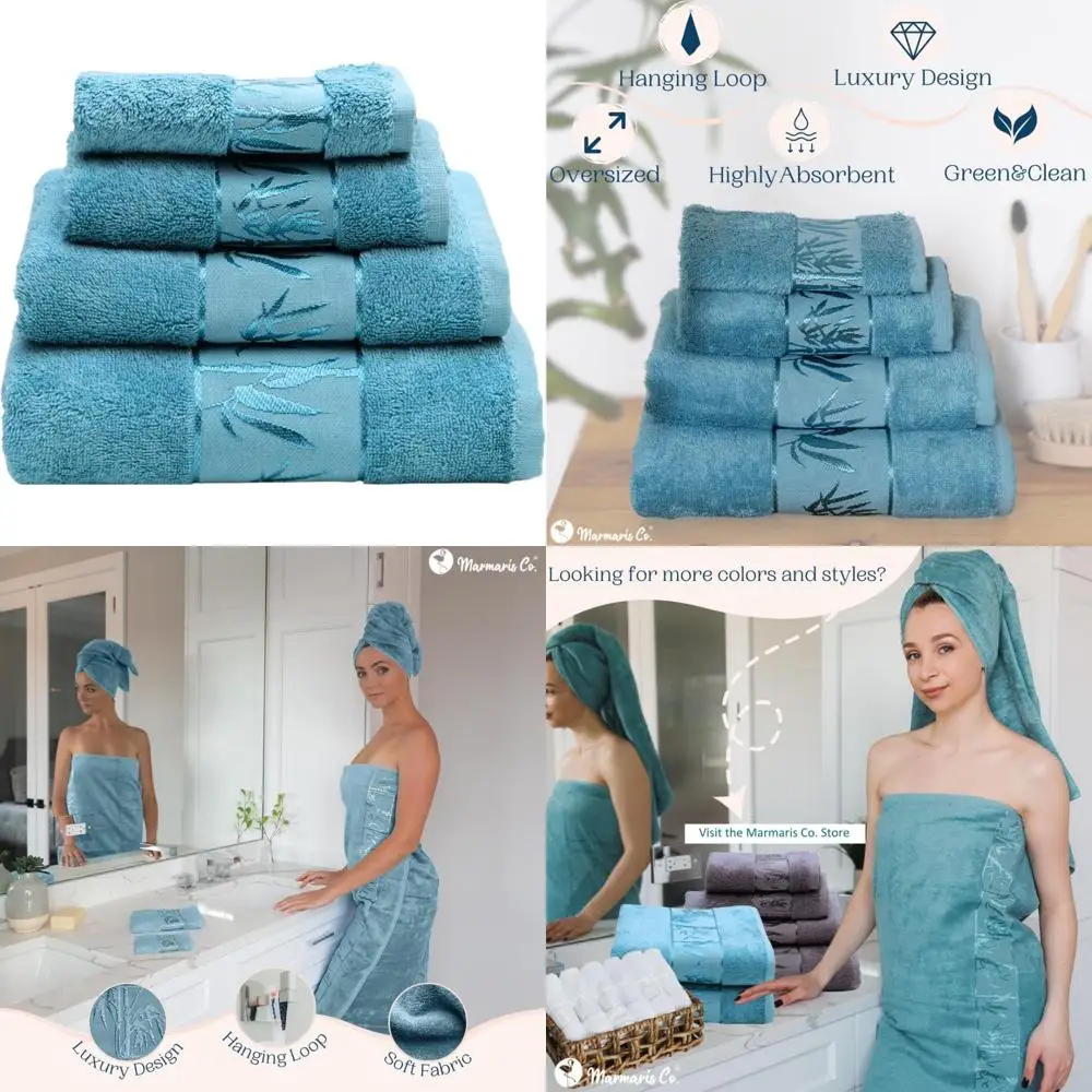 

Роскошный набор полотенец из мягкой бамбуковой вискозы и турецкого хлопка для идеального катания на ванной