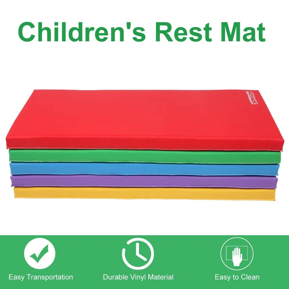 سجادة راحة سميكة مقاس 2 بوصة مكونة من 5 قطع من سجادة قيلولة للأطفال مع علامة اسم، سجادة نوم محمولة للأطفال الصغار للرعاية النهارية في مرحلة ما قبل المدرسة