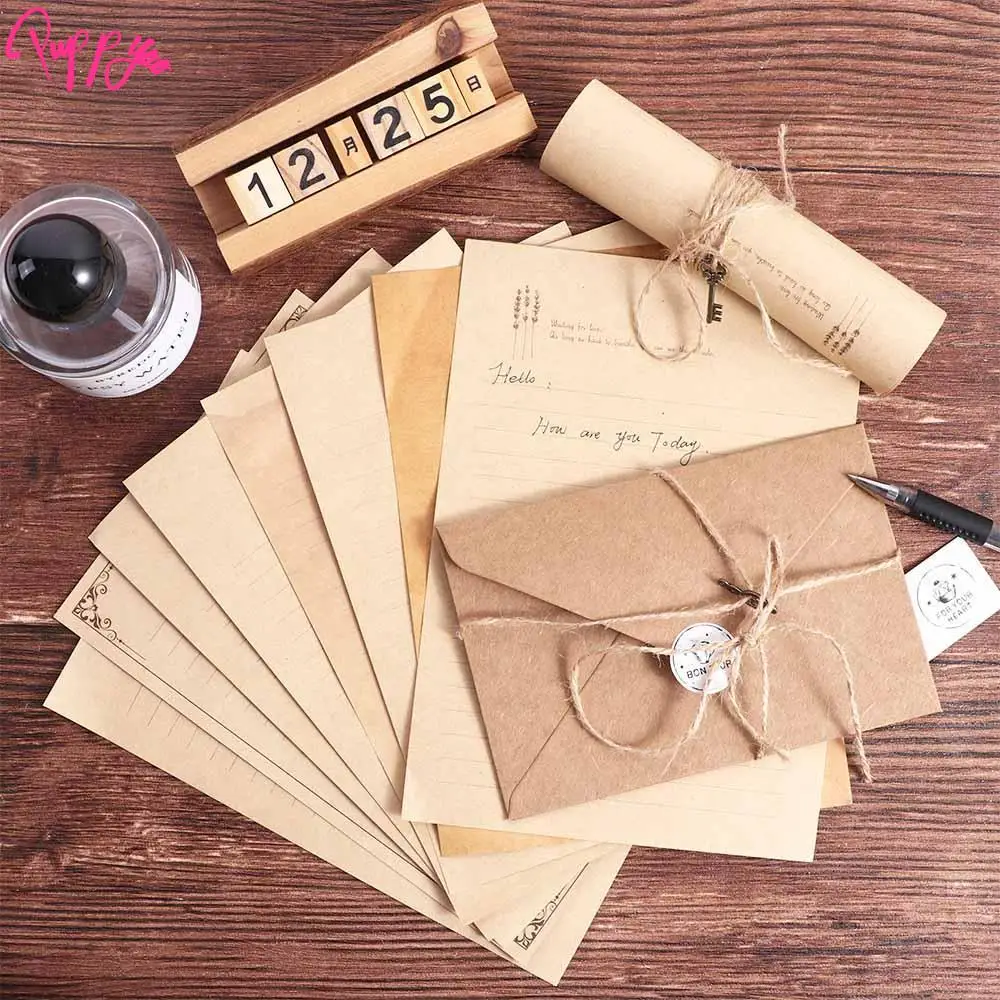 Vintage Mailers Set European Style Letter Supplies Kraft Paper Envelope Writing Paper Envelopes Letter Paper Letter Pad