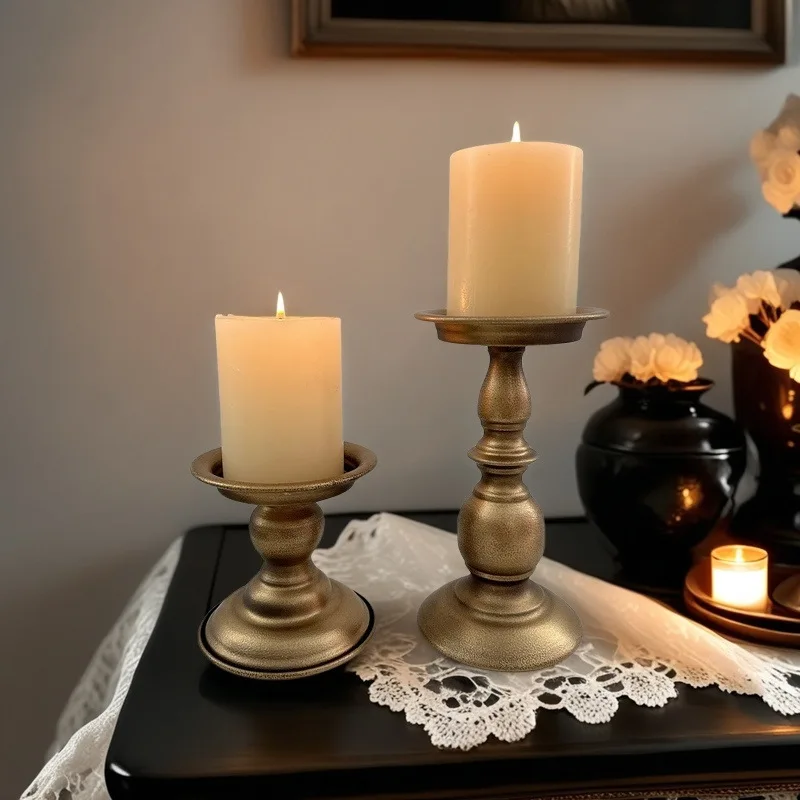American Wrought Iron Candlestick Vertical Candle Holder for Dining Table Wedding Candlelight Dinner Home TabletopDecor Ornament