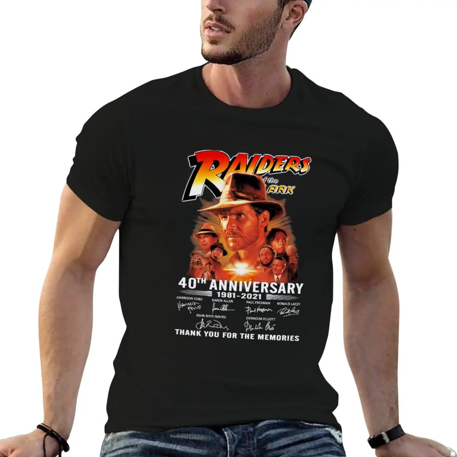 

raiders Of The Lost Ark 40th Anniversary 1981 2021 signatures thank you for the memories shirt Essen T-Shirt