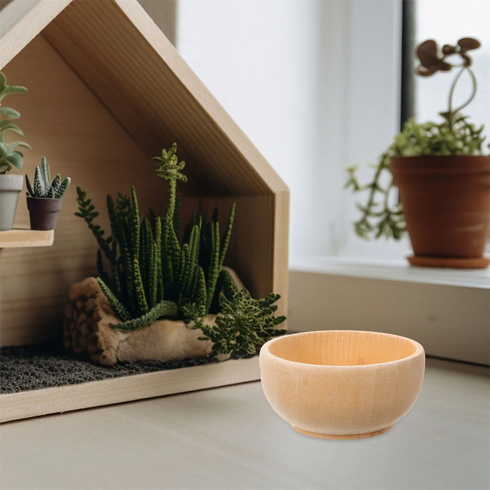 

8pcs Wooden Unfinished Bowls Mini Diy Wood Blank Craft Set For Kids Art Projects Small Natural Wooden Bowls Dollhouse Decor