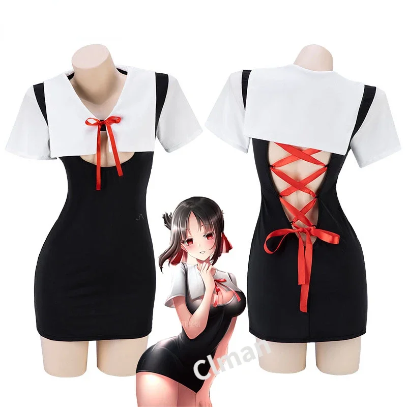 

Anime Perspective Sexy Women Uniform Bodysuit Cosplay Square Collar Student Strappy Hip Skirt Suit Underwear Jumpsuits Costume