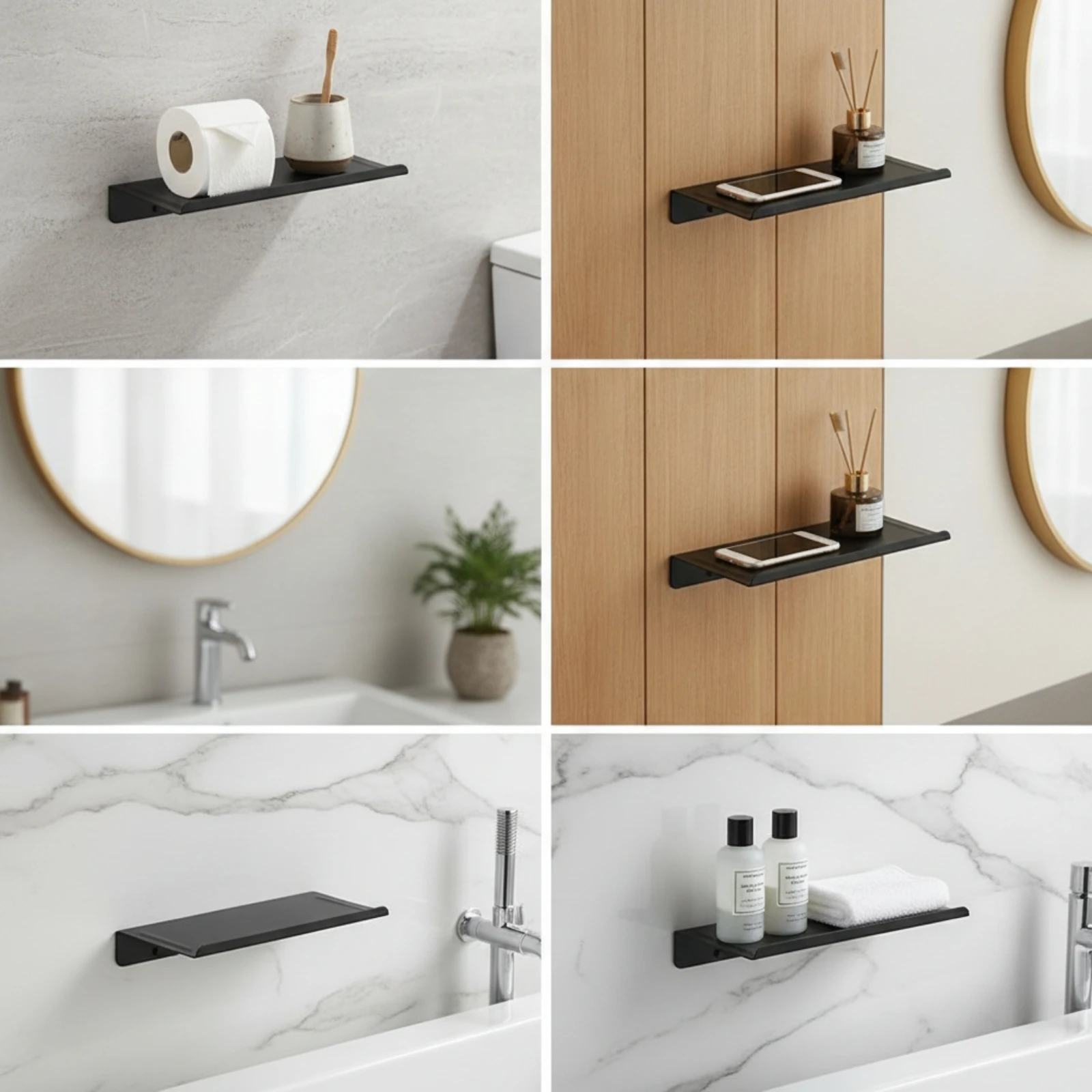 Stainless Steel Wall Shelf Rustproof Bath Shelf with Guard Rails Rust Resistant Polished for Washroom, Apartment