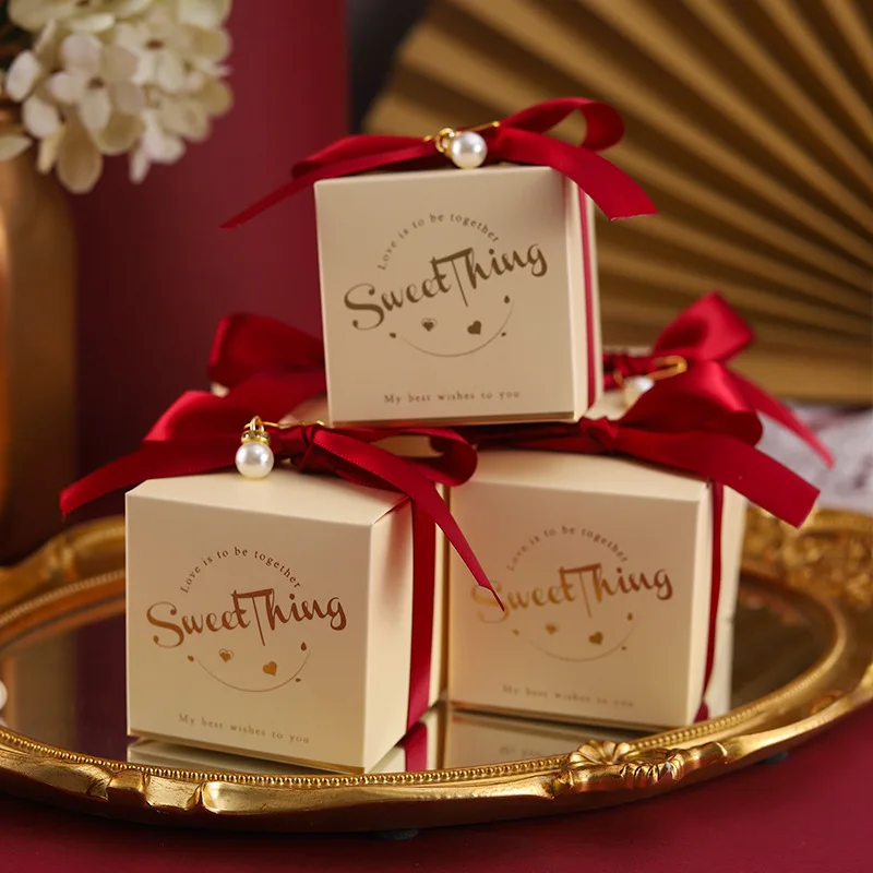 

Wedding Favors Box Premium Silver Champagne Square Paper Gift Boxes With Ribbons Candy Box For Bridal Baby Shower Birthday Party