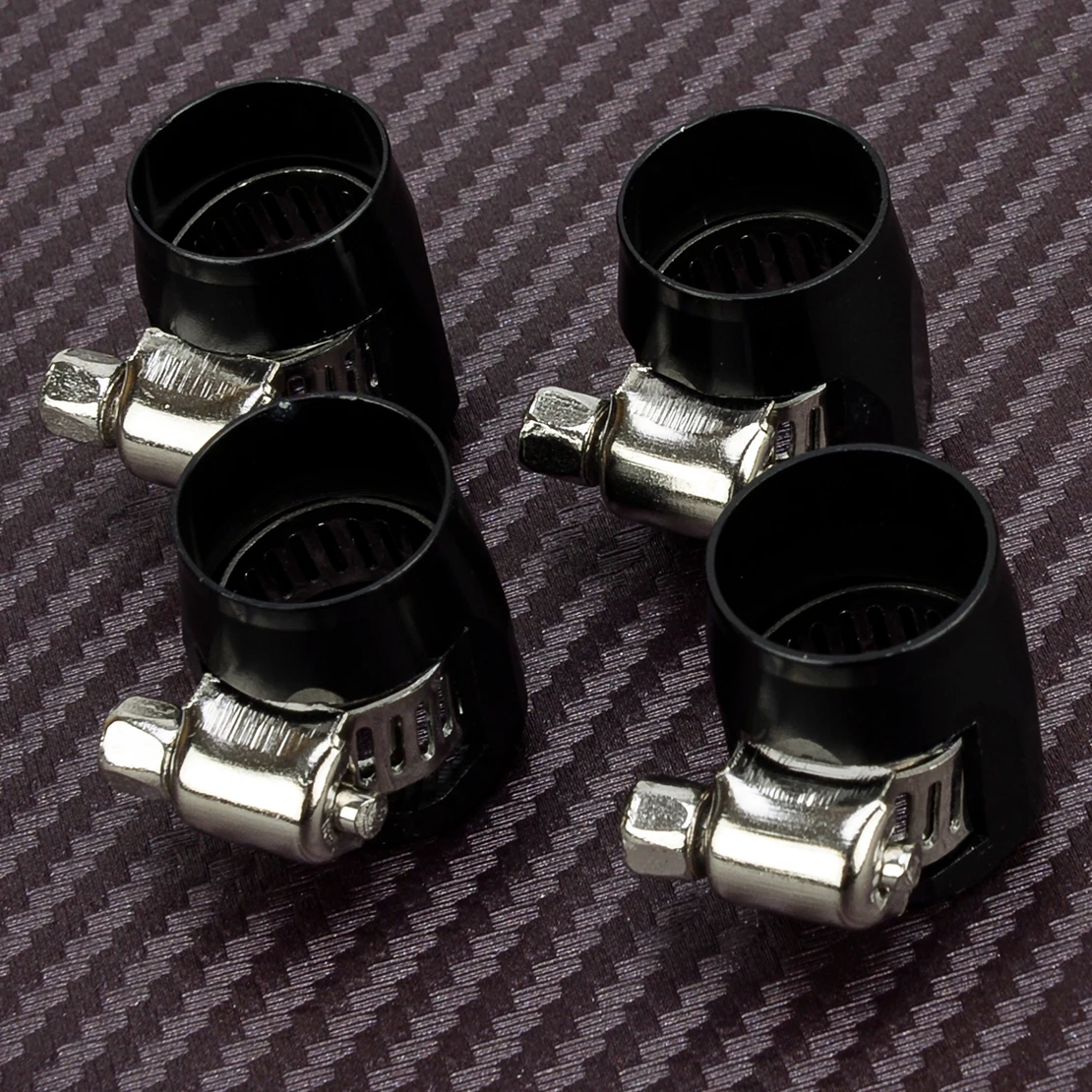 4Pcs 6AN Hex Hose Fitting End Finishers Clamps Fit for Fuel Oil Coolants Black Aluminum Alloy