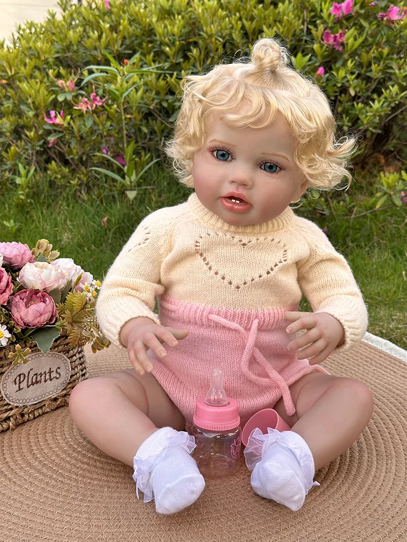 

Cokela 60CM Reborn Toddler Popular Cute Girl Doll with hand-Root hair Soft Cuddle Body High Quality Doll TOYS