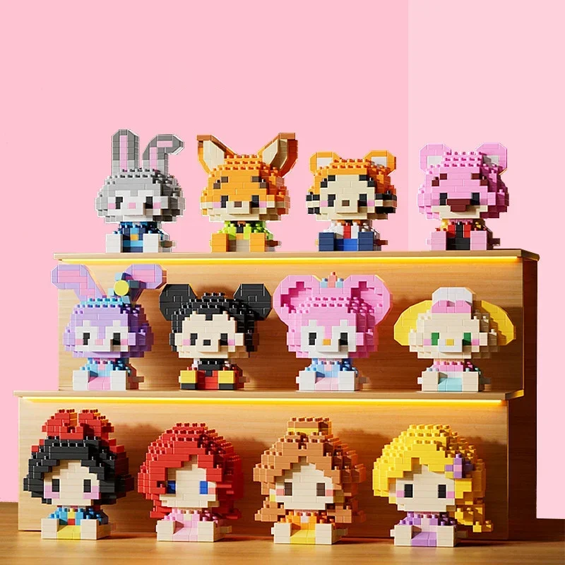 Disney Stitch Princess Series rompecabezas para niños montaje juguete de bloques de construcción Anime figura de acción NLNM