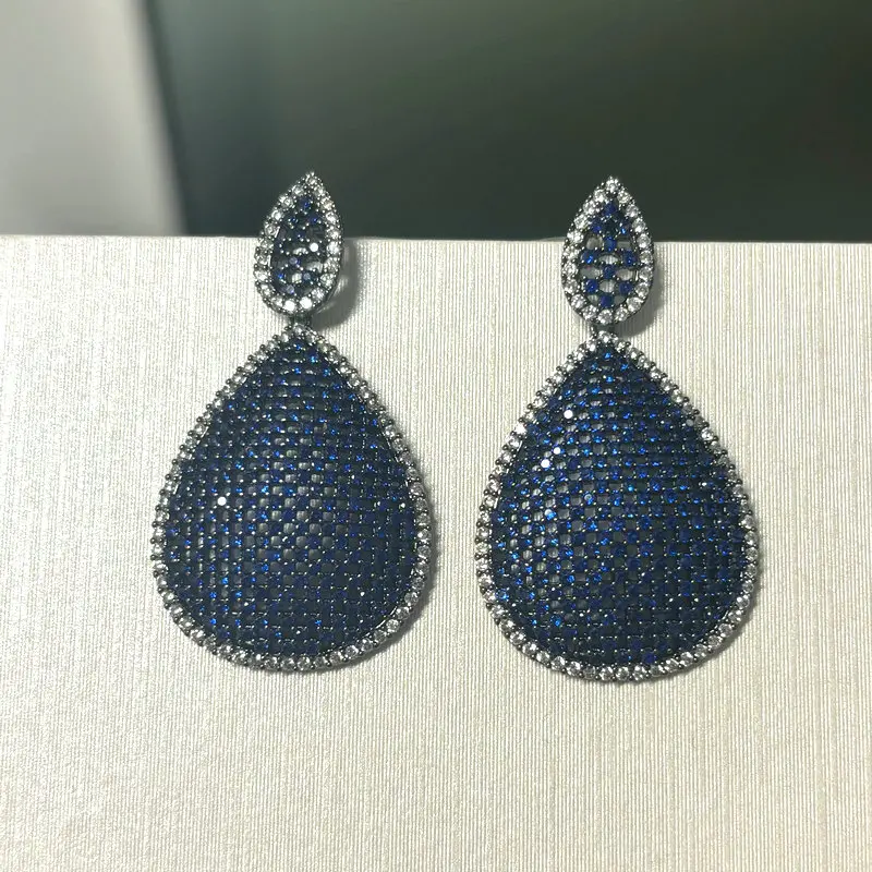Bilincolor Fashion Royal Blue owalny kolczyk z cyrkonią dla kobiet