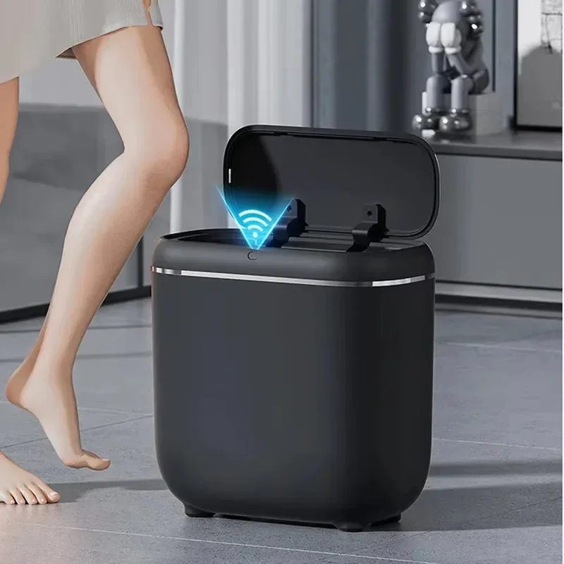 14L Smart Trash Can with Lid Automatic Sensor Wastebasket Waterproof Narrow Touchless Garbage Bucket Toilet Trash Bin Smart Home