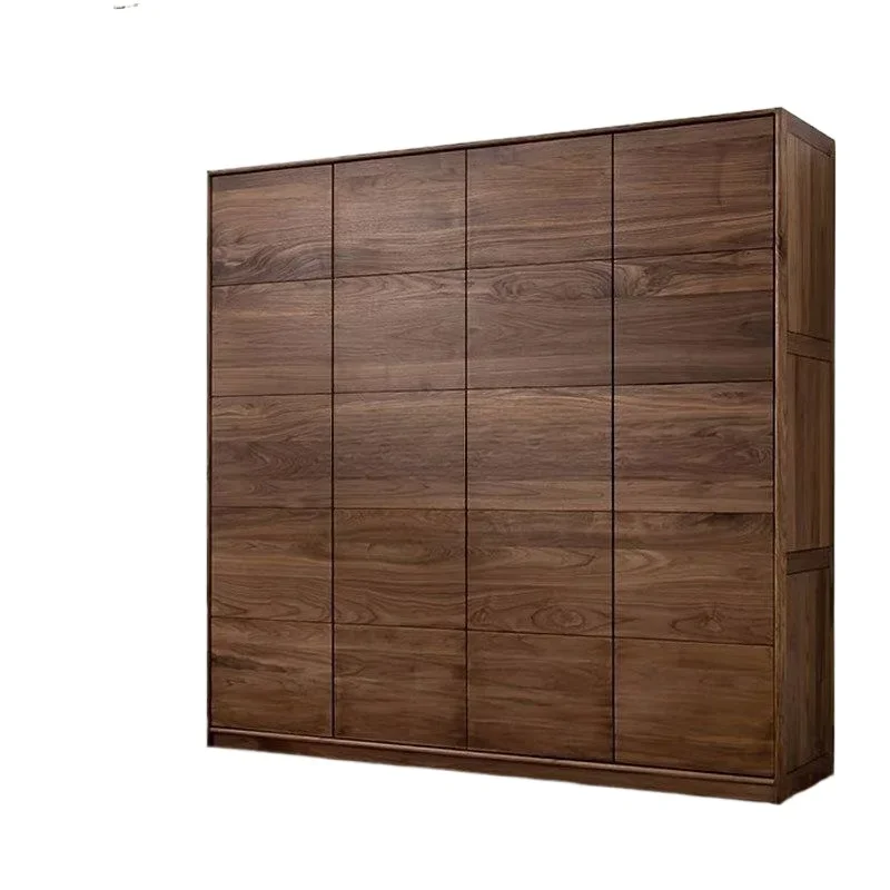 

All solid wood North American black walnut Nordic large wardrobe modern simple bedroom large cabinet Japanese-style flow