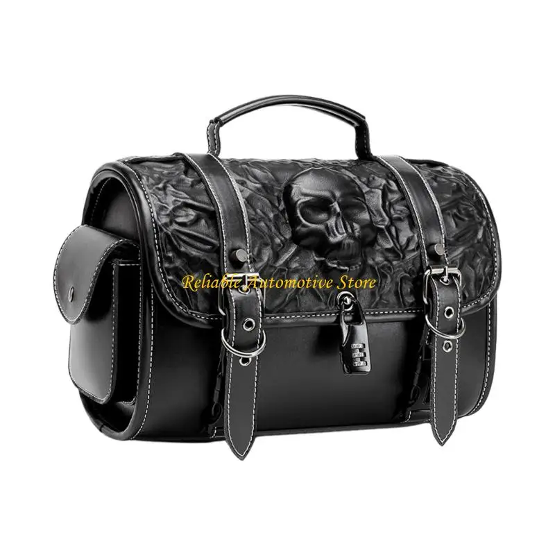 

M68B Edgy Skull Motorbike Saddlebag Synthetic Leather Tool Featuring Gothic & Spacious Interior for Bikes