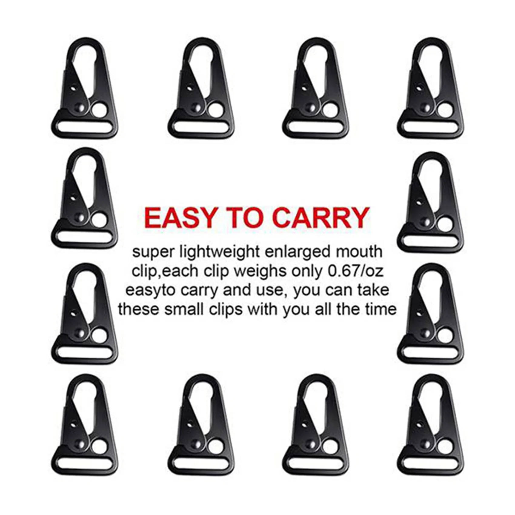 ABRT-30 Pcs Enlarged Mouth Clip Sling Clasp Olecranon Hook For Sling Outdoors Bag Backpack,Carabiner Keychain Snap Hooks