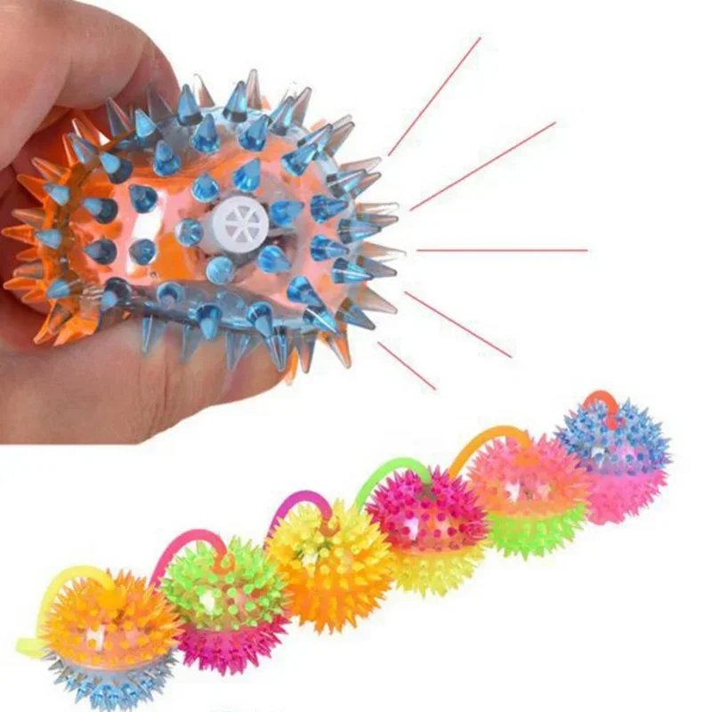 Kids Light Up Ball Toy LED Light Up Flashing Soft Prickly Flying Ball Elasticity Fun Toys Children Squeeze Anti Stress Toys