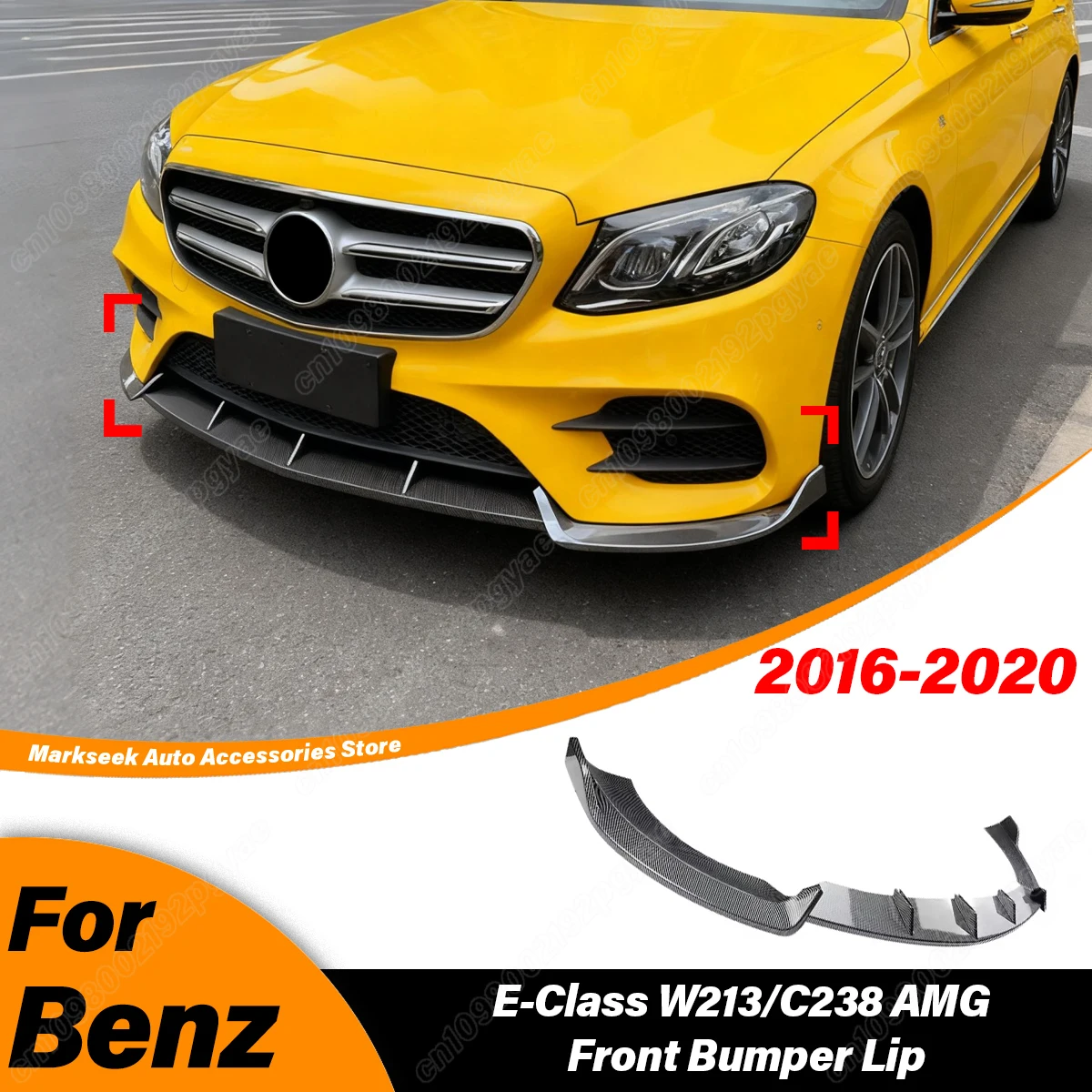 

For Benz E-Class W213/C238 AMG 2016 2017 2018 2019 2020 Car Front Bumper Lip Sports Style Diffuser ABS Spoiler Splitter Body Kit