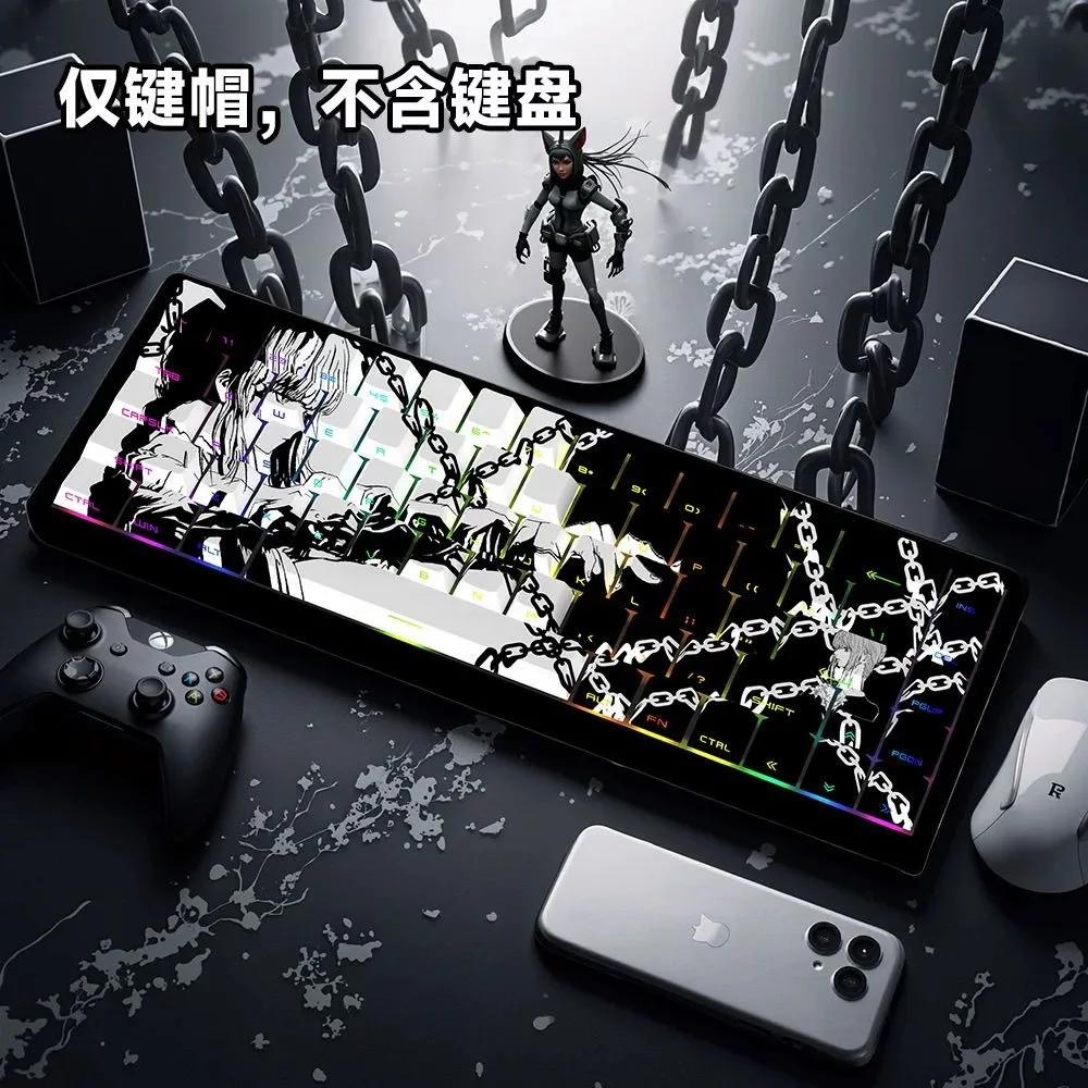 Makima Anime Keycaps Cartoon 129 Keys PBT Keycap Chreey Keycaps Japan Key Cap Dye-sub Mechanical Keyboard Caps for 64/68/71/108