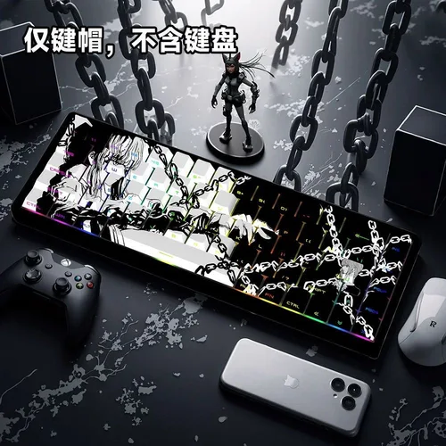 Imagen 2 del producto Makima Anime Keycaps dibujos animados 129 teclas PBT Keycap Chreey Keycaps Japón tapa de tecla tinte-sub tapas de teclado mecánico para 64/68/71/108