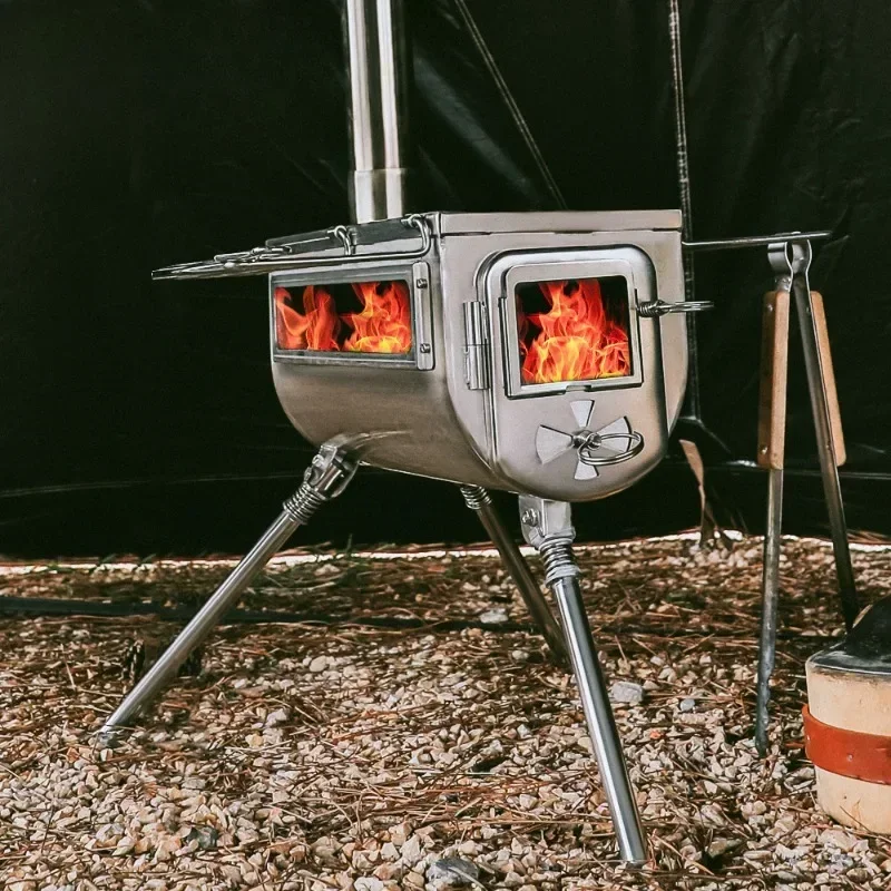 Réchaud à bois en acier inoxydable,  soute à carburant, fournitures de cuisine de camp, accessoires