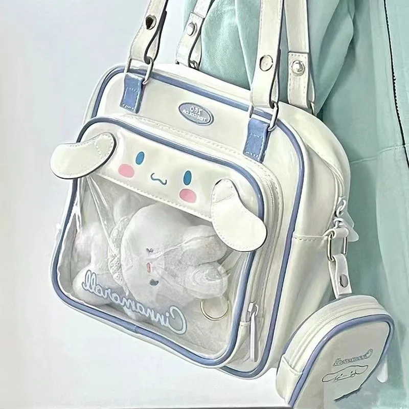 

Sanrioed Anime Kawaii Backpack Crossbody Kuromi Cinnamoroll Messenger Bag Casual Storage Tote Bags Schoolbag Gift Bag