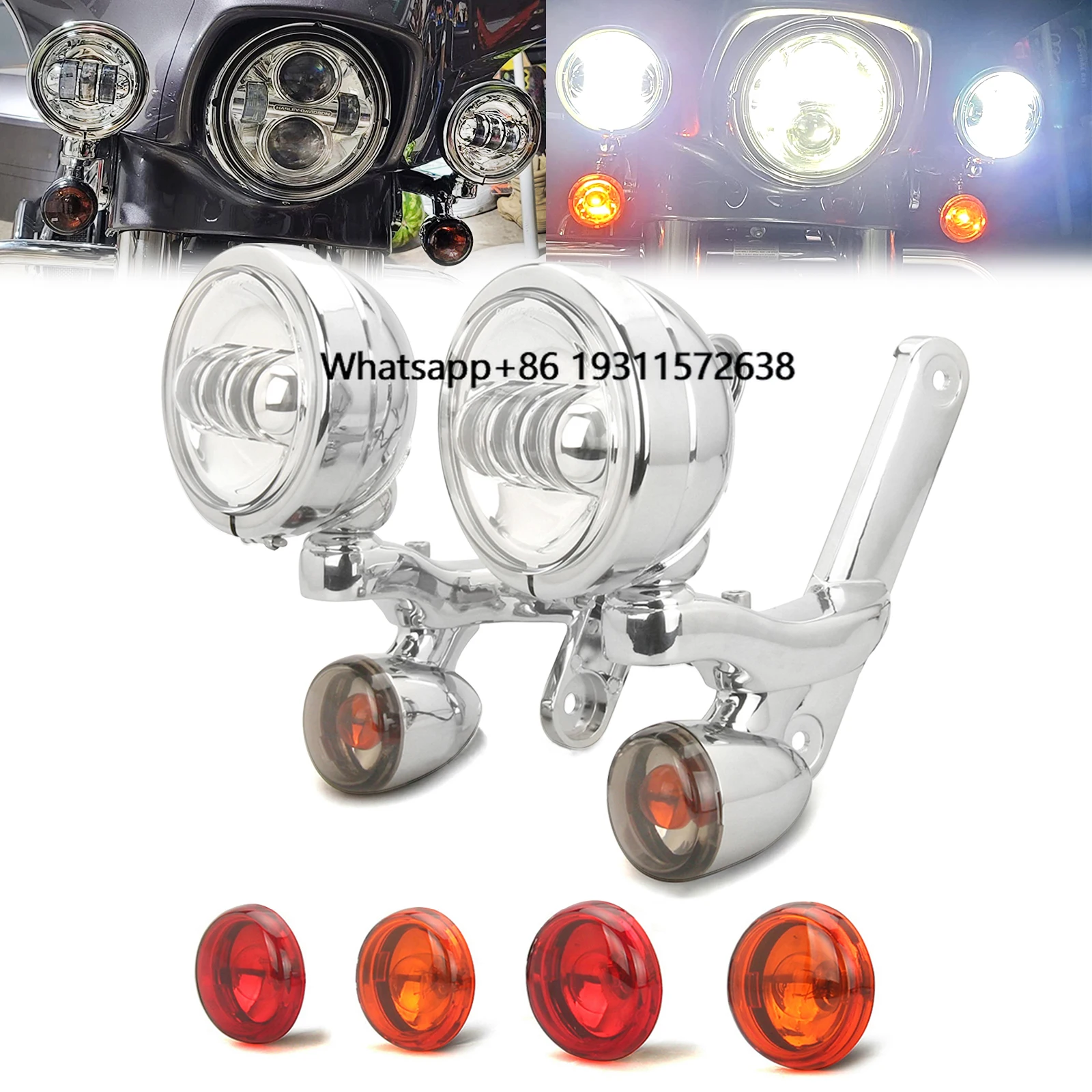

Auxiliary Lighting Bracket Spotlight Lamp for 1994-Up Harley Motorcycle FLHX Road King Easy Install Plug & Play Complete Kit