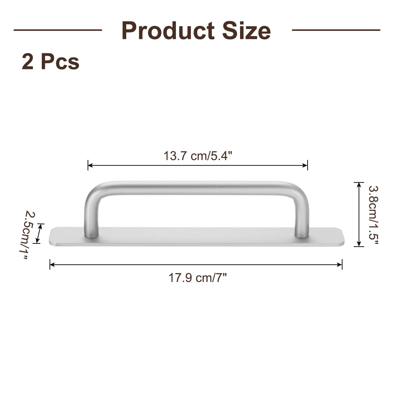 2pcs Adhesive Cabinet Handle No Drilling Closet Door Stick on Handle Drawer Pulls Aluminum Alloy for Kitchen Cupboard Window