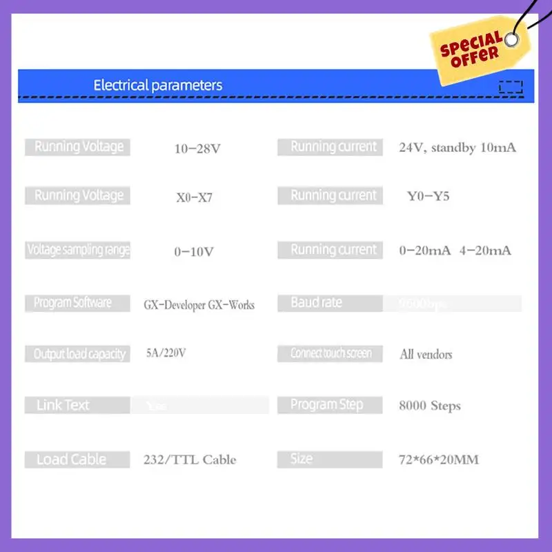 

-A96Z 5X PLC Industrial Control Board FX1N-14MR Relay Module Editable Controller