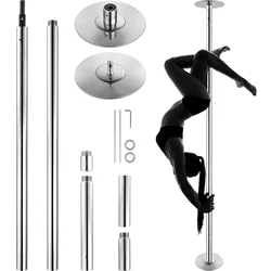SucceBuy Professional Dancing Pole Spinning Static Dancing Pole Kit Portable Removable Pole 45mm Heavy-Duty Stainless Steel Pole