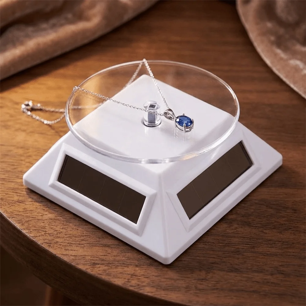 360 Degree Rotation Solar Turntable Compact Design Gift Display Solar Showcase Solar Powered Portable Jewelry Display Stand