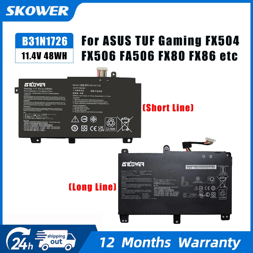 

Аккумулятор B31N1726 емкостью 48 Втч для Asus FX80 FX86 TUF FX504 FX504G FX504GD FX504GE FX504GM FX505 FX505DT FX505DV A15 FA506IU A17 FA706