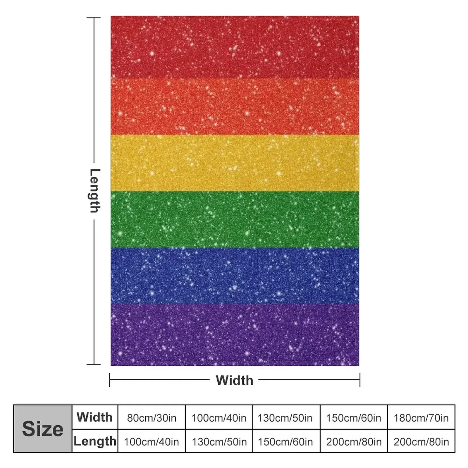 Faux Glitter LGBTQ Pride Rainbow Flag Background Throw Blanket warm winter Designers Blankets