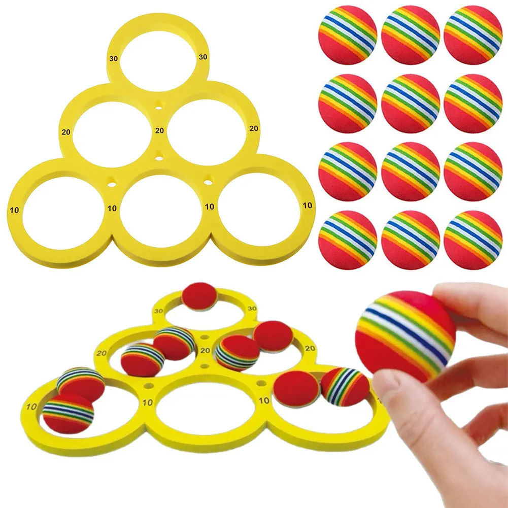 

Funny Pool Floating Throwing Games with 12 Rainbow Balls Floating Toy Ring Floating Pool Game Toy for Summer Pool Party & Beach