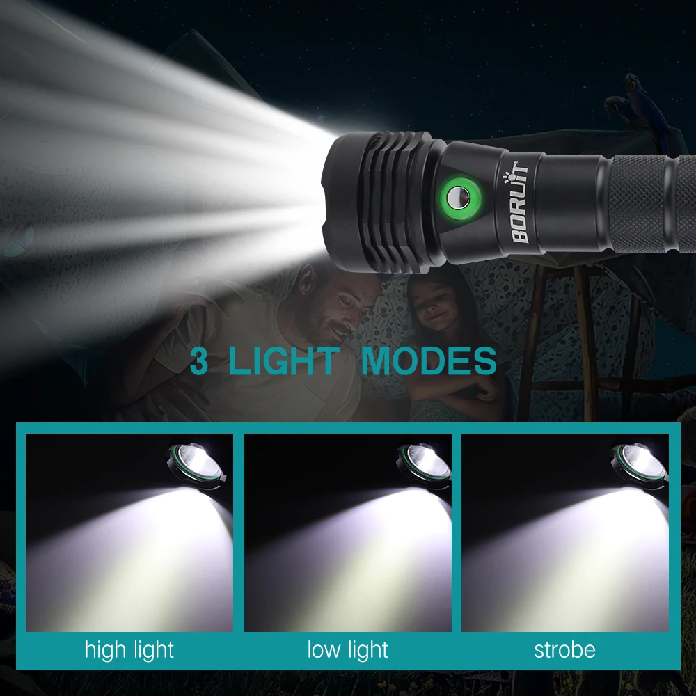 Imagem -03 - Boruit-luz de Mergulho Profissional Iluminação Submersível à Noite Lanterna Subaquática M52 3000lm 80m