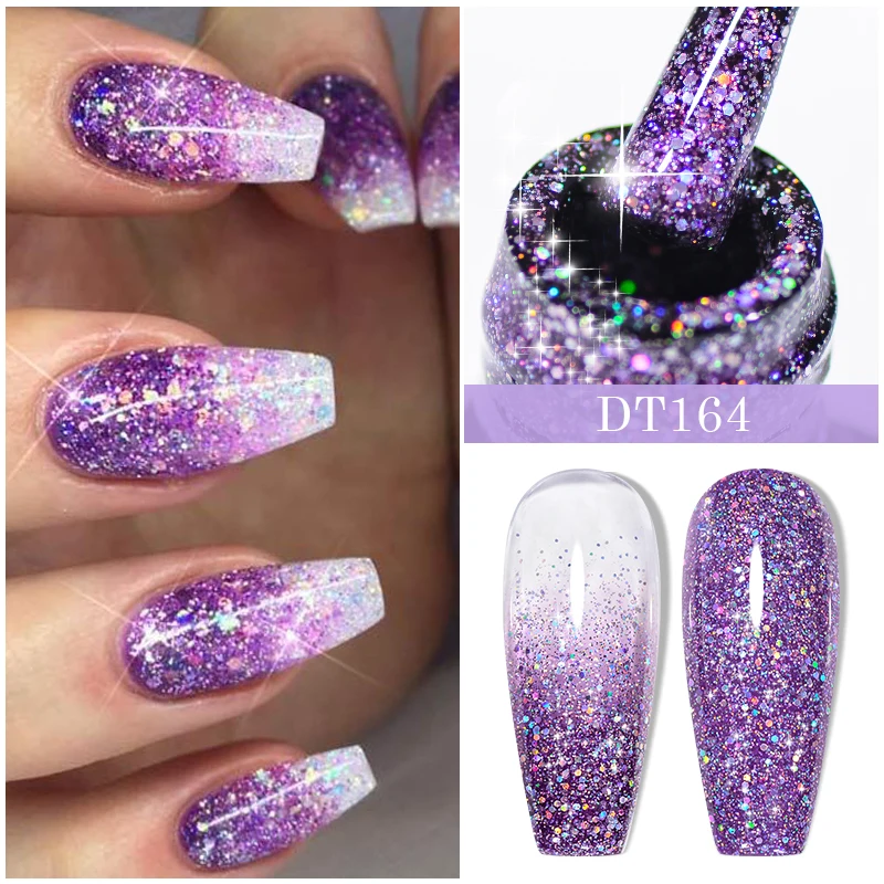 7ml Glitzer Gel Nagellack holor graphische Glitzer Nagel Gel funkelnde Pailletten semi permanenter Lack UV-Gel Nägel Kunst DIY einweichen