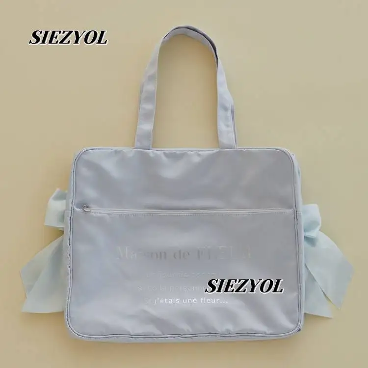 Handbag for Women Japanese Style New Arrival Daily Casual Cosmetic Bag Letter sweet Cute Double Bows Satin Travel Bags - view 5