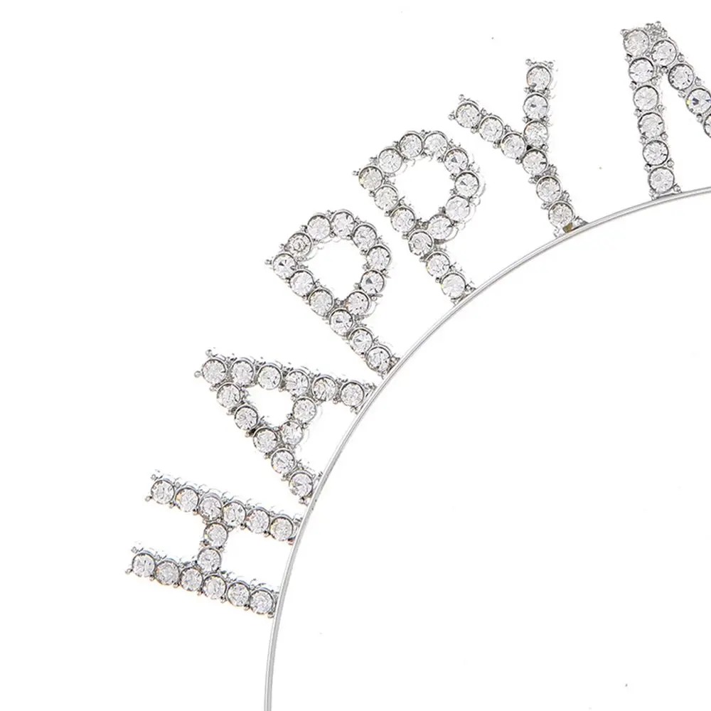 New Year Gift Alloy Christmas Dree Up Letter HAPPY NEW YEAR Headband Korean Style Hair Hoop Female Jewelry Rhinestone Crown