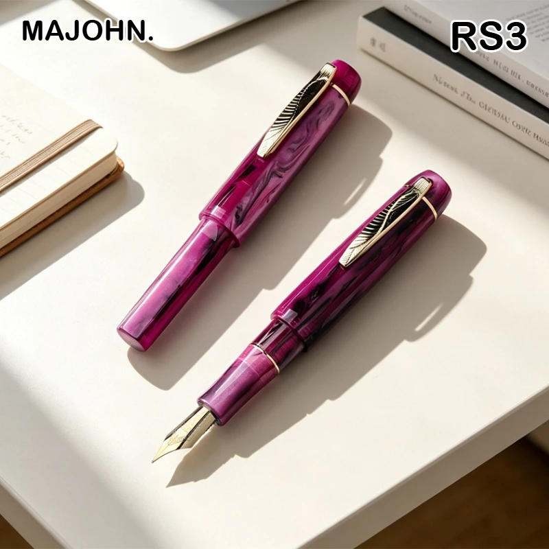 MAJOHN RS3 Short Mini Fountain Pen Travel Account Pocket High End Resin Calligraphy Pen School Office Supplies Stationery