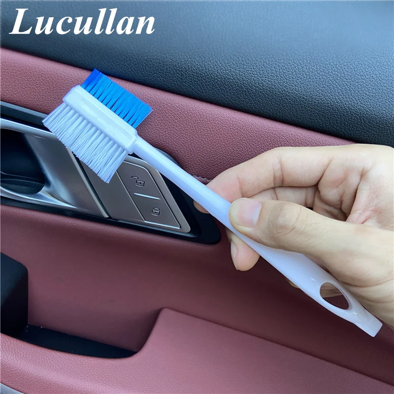 Lucullan Double Head 3 Uses Groove Detailing Brush Car Engine,Door,Window Gap Vent Cleaning Tools Accessories