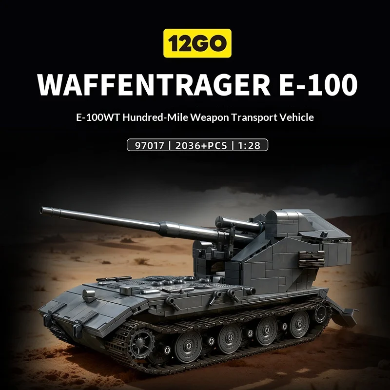 

12GO 97017 Waffentrager E-100 WT r Tank Building Blocks 1:28 Scale 2036+PCS Military Assembly Model Toy Gift For Boys