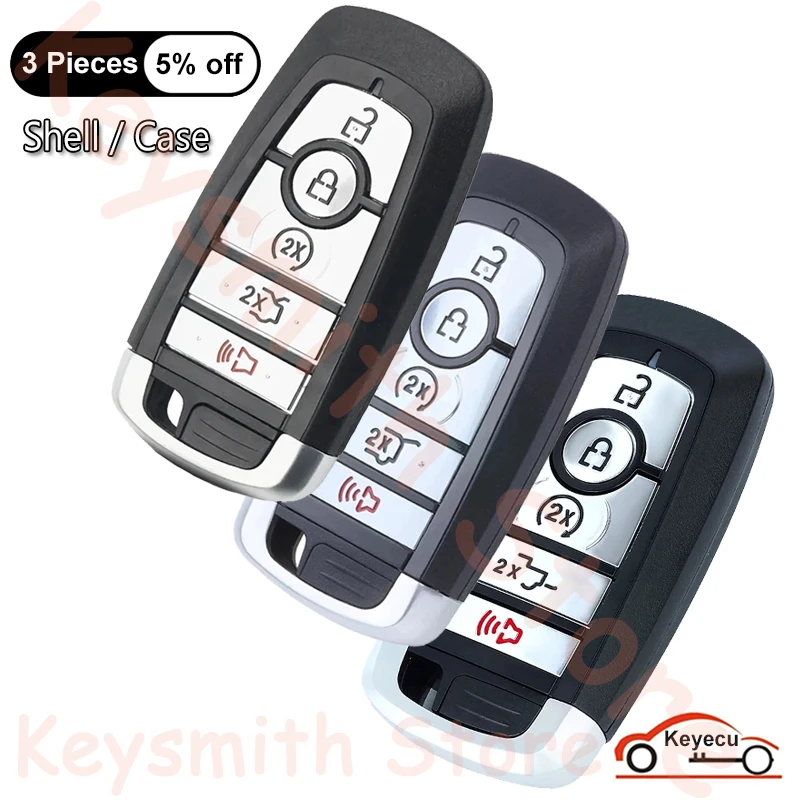 

KEYECU 5 Buttons Case for Ford Edge Expedition Escape Mustang F-150 F-250 F-350 F-450 F550 Auto Smart Remote Key Shell Fob Cover