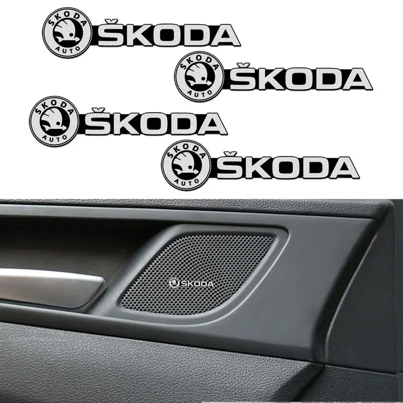 Stereo sticker car audio decoration badge For Skoda Octavia MK2 MK3 2 3 A7 Fabia Karoq Kodiaq Superb Rapid Kamiq Scala Yeti