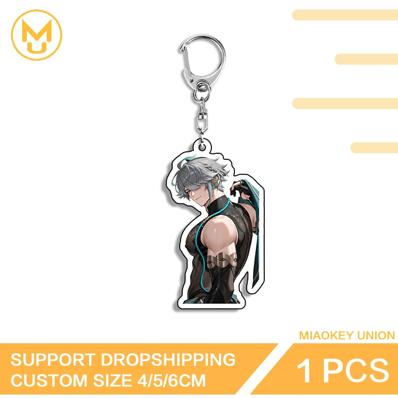 Genshin Impact Furry Keychain Wriothesley At Tail Acrylic Military Key Chains Y2K Portrait Hanging Ornament for Bag Ornament