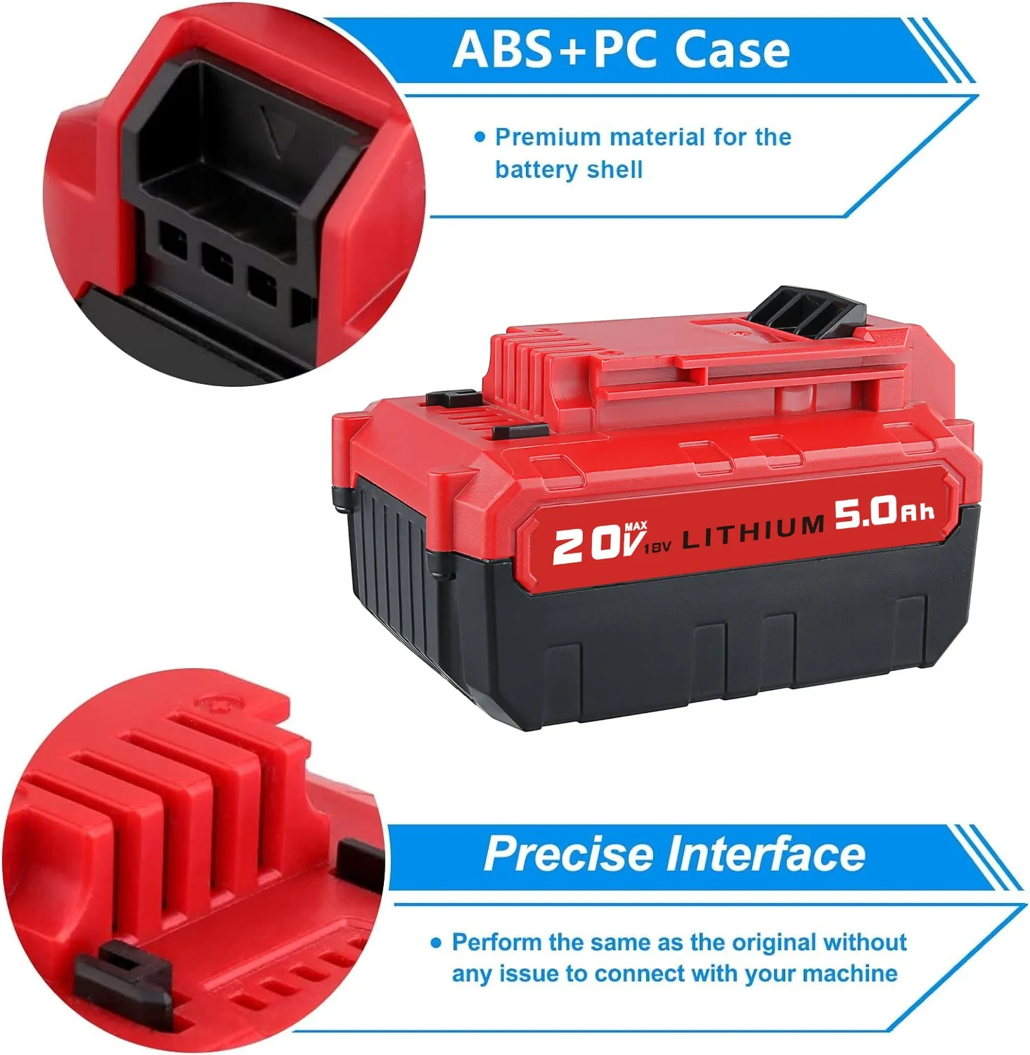 VANON 1/2/4Pcs PCC685L 5.0Ah Replace for Porter Cable 20V Lithium-ion Battery Pin PCC680L PCC685LP PCC682L PCC681L PCC680LP