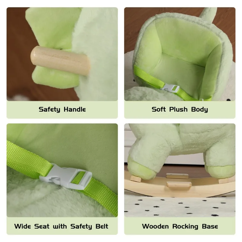 Children's Riding Swinging Dinosaur Toy Green Plush Dinosaur Joystick Children's Riding Toy Nursery and Game Room Gift