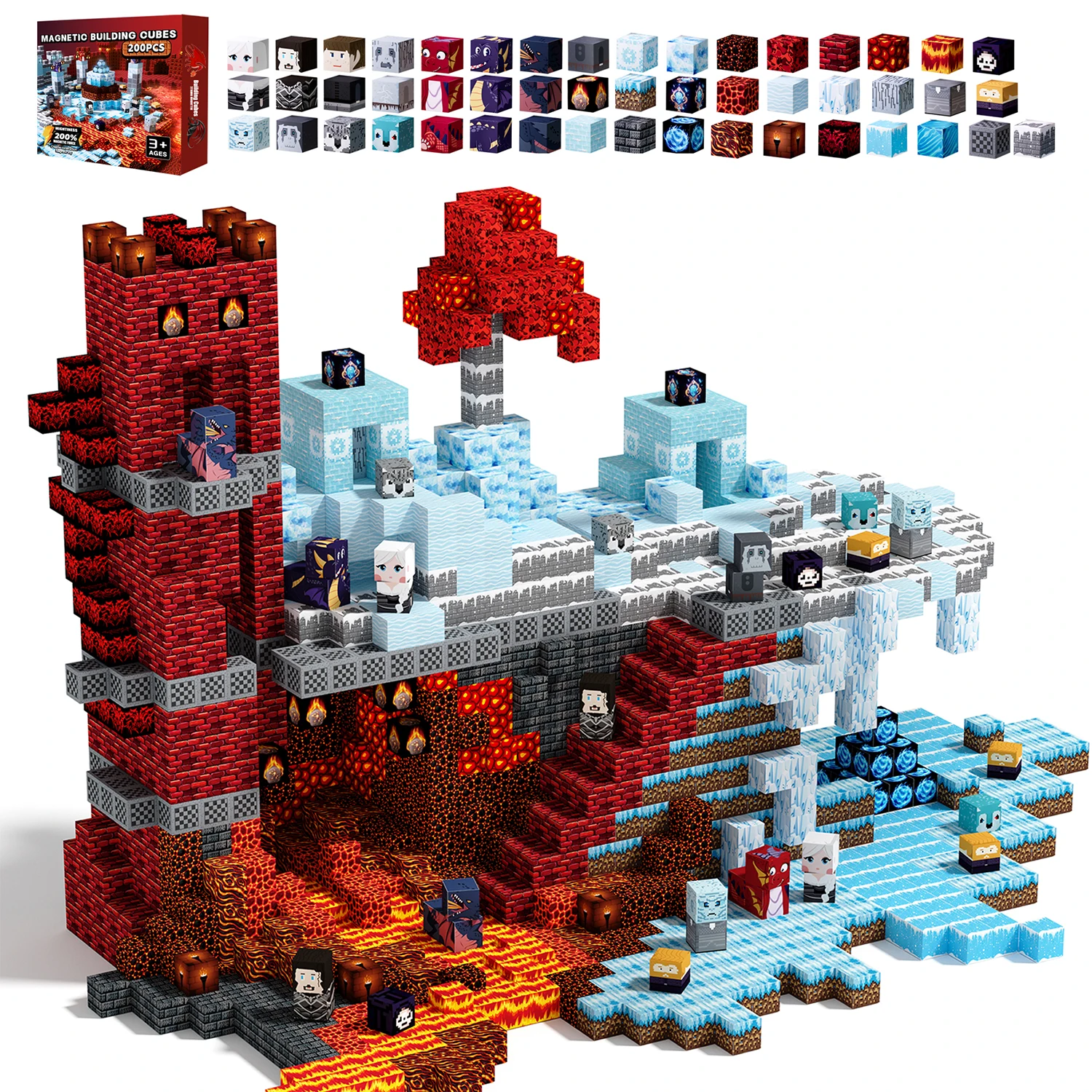 

100/150PCS Cube Montessori STEM Educational Sensory Toys ICE FIRE Magnetic Building Blocks for Kids 3-8 Birthday Holiday Gift