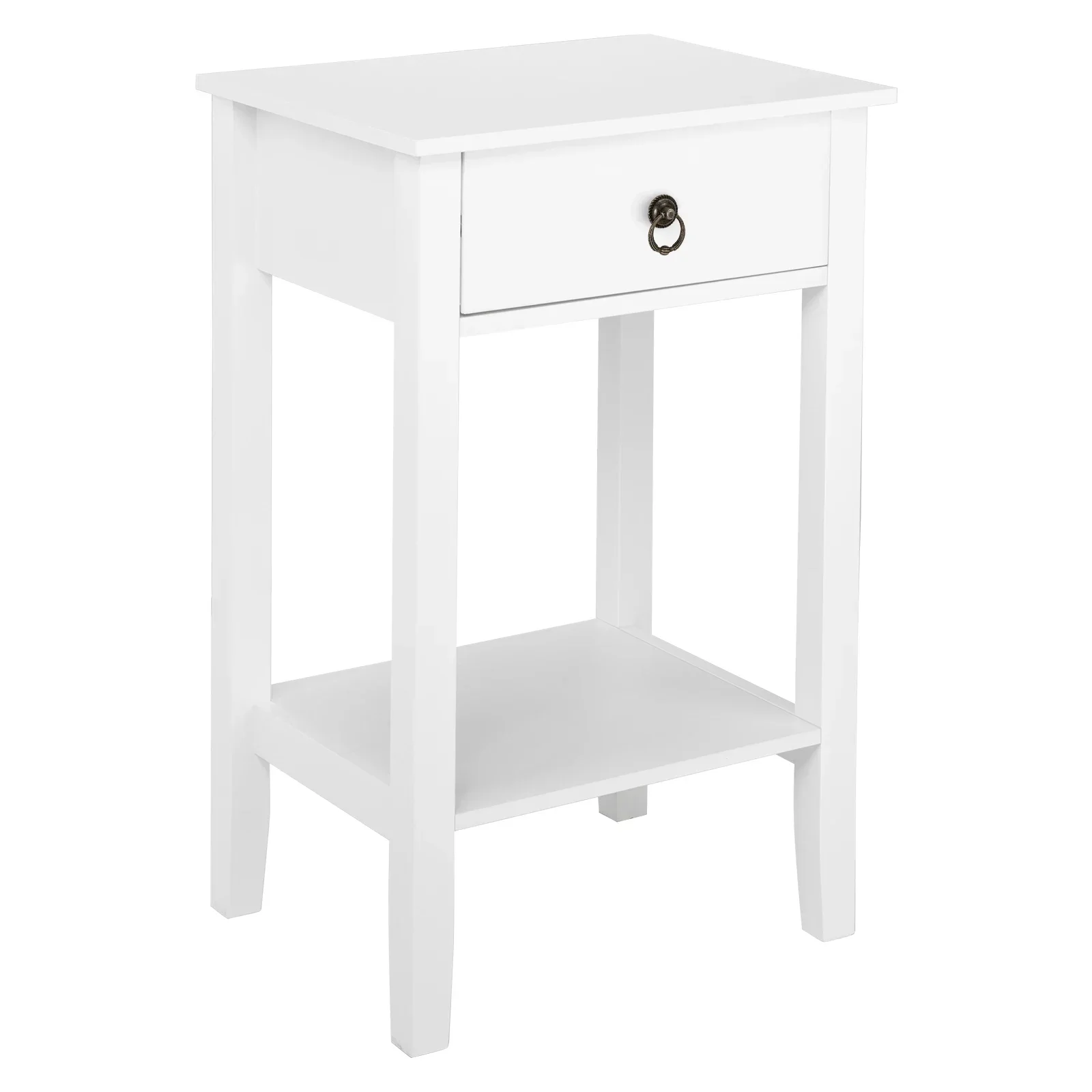 

Two-layer Bedside Table Coffee Table with Drawer White,bedroom furniture