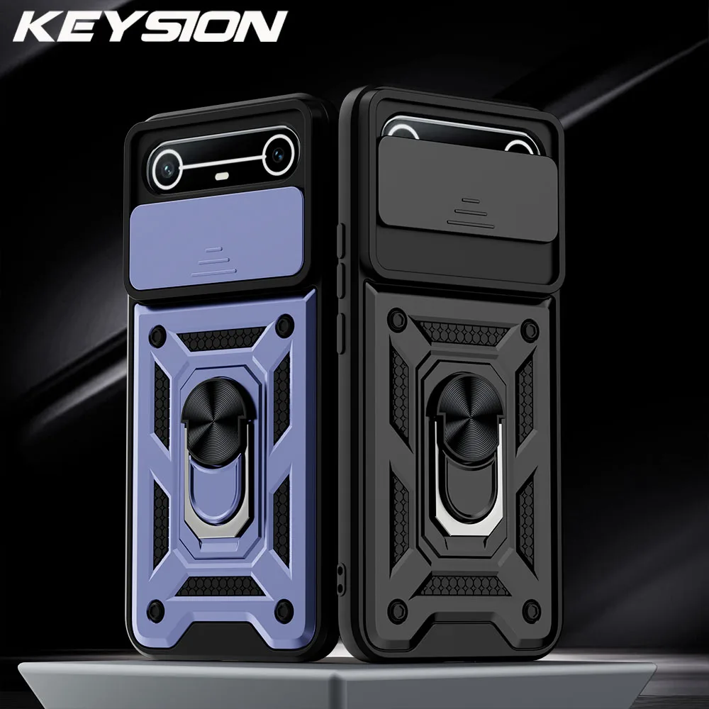 

Противоударный чехол KEYSION для TECNO Pova Slim 5G с защитой объектива камеры, кольцом-подставкой и задней крышкой для Spark Slim 4G