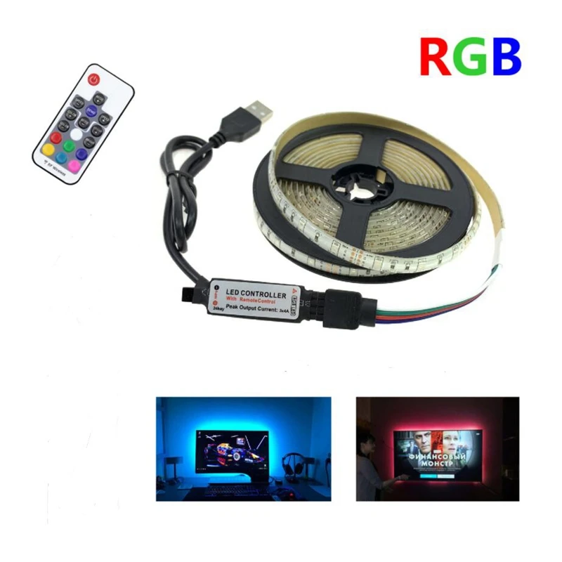 JFBL Hot LED Strip Light USB 28355V Flexible LED Lamp Tape Ribbon RGB TV Desktop Screen Backlight Tape 8Mm Wide -3Meter