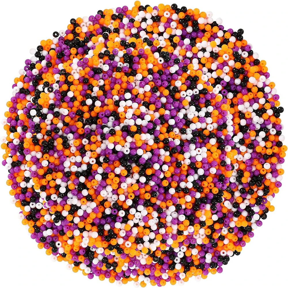 

1200Pcs Halloween Beads Party Decor Plastic Spacer Beads Festival Style Craft Round Small Beads for DIY Bracelets Jewelry Making